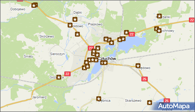 mapa Człuchów, Człuchów na mapie Targeo