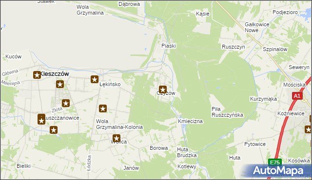 mapa Czyżów gmina Kleszczów, Czyżów gmina Kleszczów na mapie Targeo