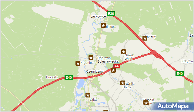 mapa Dąbrowa Bolesławiecka, Dąbrowa Bolesławiecka na mapie Targeo