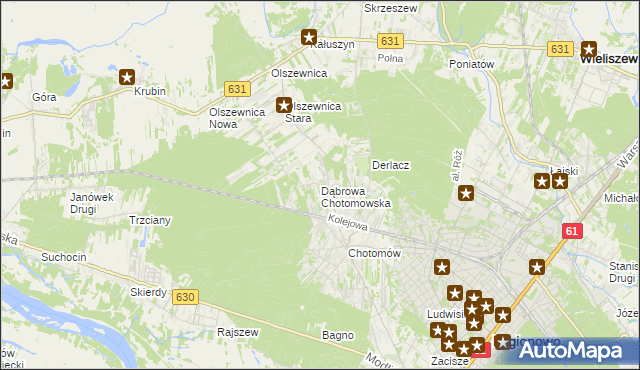 mapa Dąbrowa Chotomowska, Dąbrowa Chotomowska na mapie Targeo