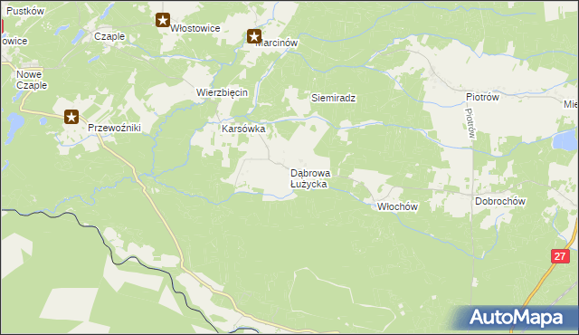 mapa Dąbrowa Łużycka, Dąbrowa Łużycka na mapie Targeo