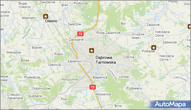 mapa Dąbrowa Tarnowska, Dąbrowa Tarnowska na mapie Targeo