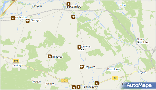 mapa Dąbrówka Mała gmina Szczaniec, Dąbrówka Mała gmina Szczaniec na mapie Targeo