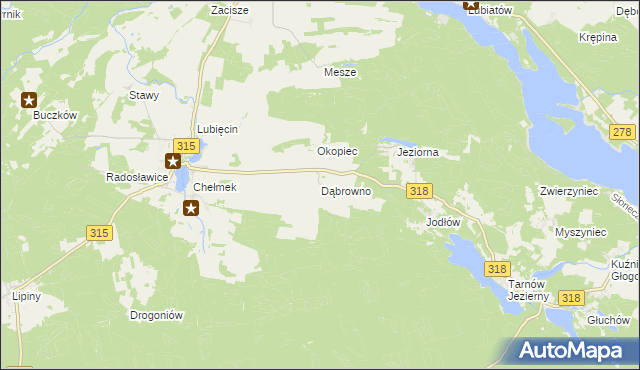 mapa Dąbrowno gmina Nowa Sól, Dąbrowno gmina Nowa Sól na mapie Targeo