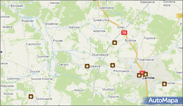 mapa Dłużniewice, Dłużniewice na mapie Targeo