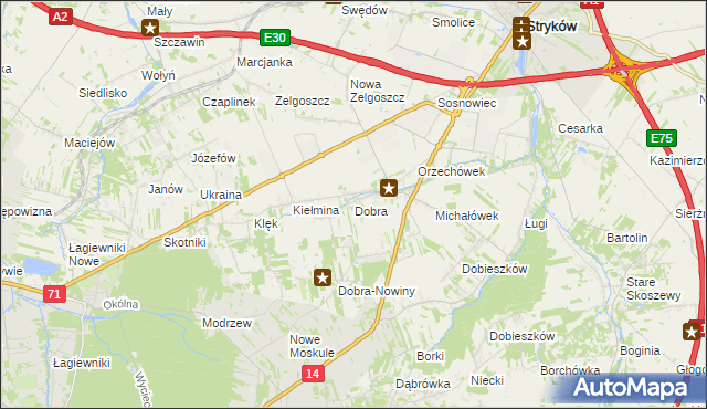 mapa Dobra gmina Stryków, Dobra gmina Stryków na mapie Targeo