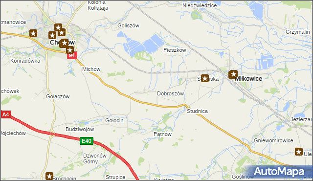 mapa Dobroszów gmina Chojnów, Dobroszów gmina Chojnów na mapie Targeo