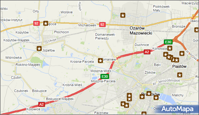 mapa Domaniew gmina Brwinów, Domaniew gmina Brwinów na mapie Targeo