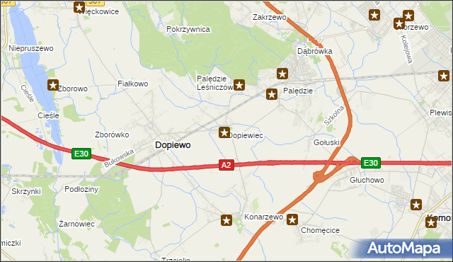 mapa Dopiewiec, Dopiewiec na mapie Targeo