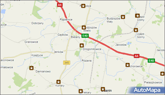 mapa Drogomiłowice, Drogomiłowice na mapie Targeo