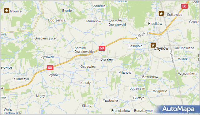 mapa Drwalew gmina Chynów, Drwalew gmina Chynów na mapie Targeo
