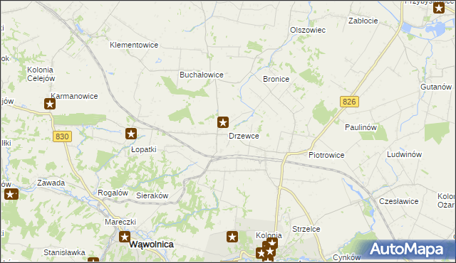 mapa Drzewce gmina Nałęczów, Drzewce gmina Nałęczów na mapie Targeo