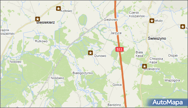 mapa Dunowo, Dunowo na mapie Targeo