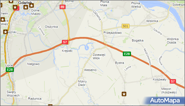 mapa Dziewięć Włók, Dziewięć Włók na mapie Targeo