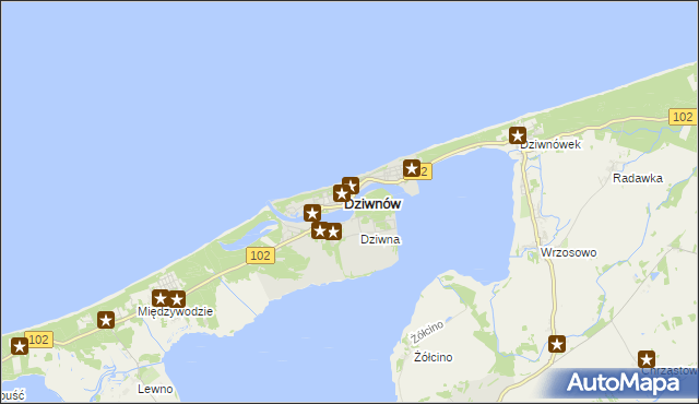 mapa Dziwnów, Dziwnów na mapie Targeo