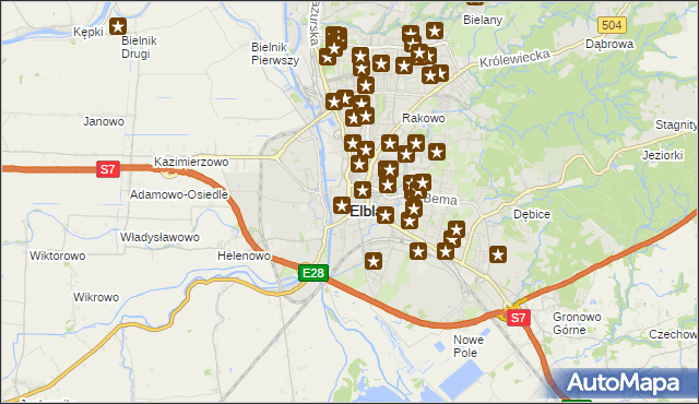 mapa Elbląga, Elbląg na mapie Targeo