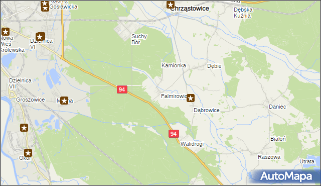 mapa Falmirowice, Falmirowice na mapie Targeo