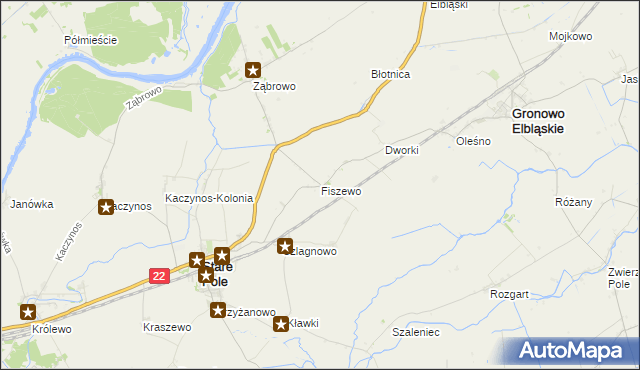 mapa Fiszewo gmina Gronowo Elbląskie, Fiszewo gmina Gronowo Elbląskie na mapie Targeo