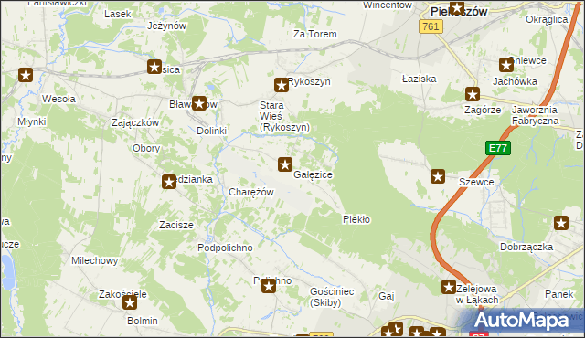 mapa Gałęzice, Gałęzice na mapie Targeo