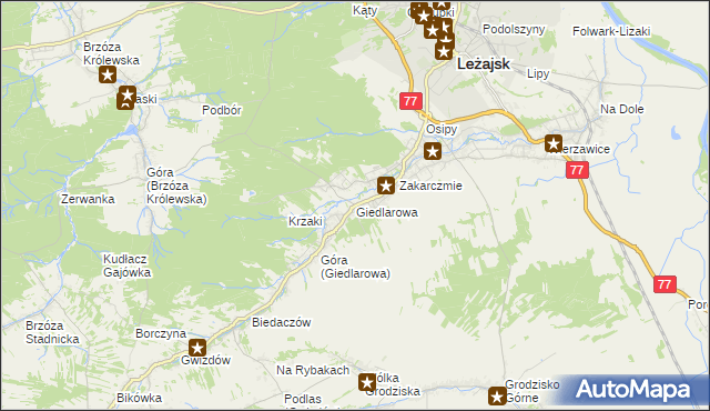 mapa Giedlarowa, Giedlarowa na mapie Targeo
