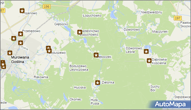 mapa Głęboczek gmina Murowana Goślina, Głęboczek gmina Murowana Goślina na mapie Targeo