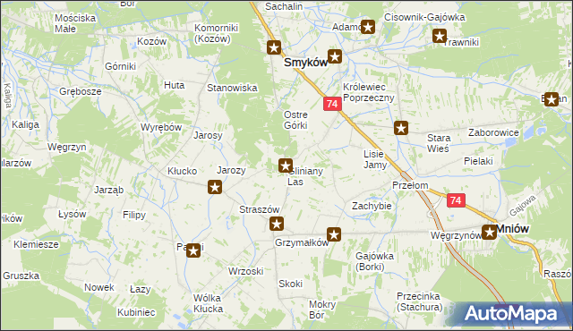 mapa Gliniany Las, Gliniany Las na mapie Targeo