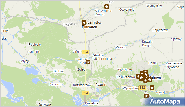 mapa Głusko Duże-Kolonia, Głusko Duże-Kolonia na mapie Targeo