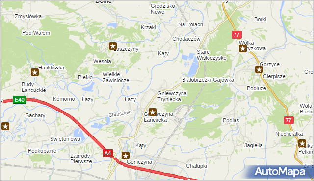 mapa Gniewczyna Tryniecka, Gniewczyna Tryniecka na mapie Targeo