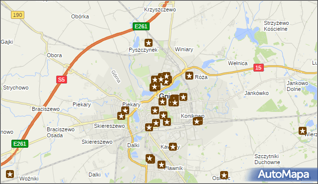 mapa Gniezna, Gniezno na mapie Targeo