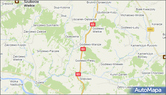 mapa Godlewo-Mierniki, Godlewo-Mierniki na mapie Targeo
