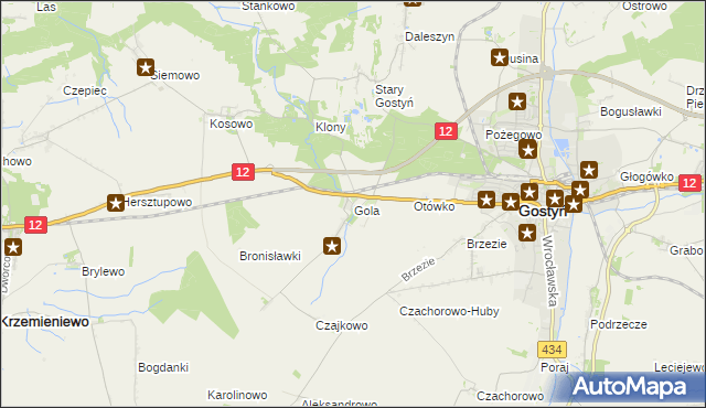 mapa Gola gmina Gostyń, Gola gmina Gostyń na mapie Targeo