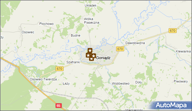 mapa Goniądz, Goniądz na mapie Targeo