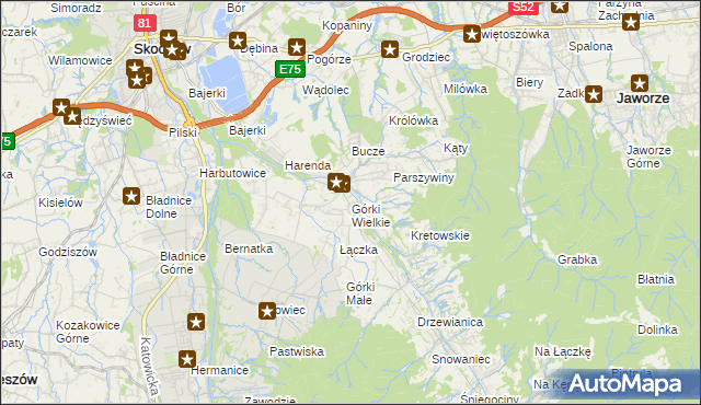 mapa Górki Wielkie, Górki Wielkie na mapie Targeo