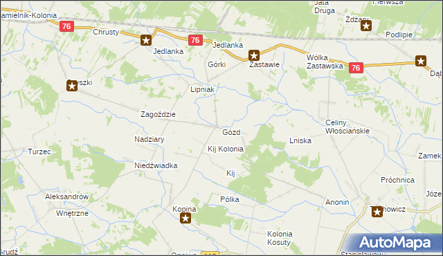 mapa Gózd gmina Stanin, Gózd gmina Stanin na mapie Targeo