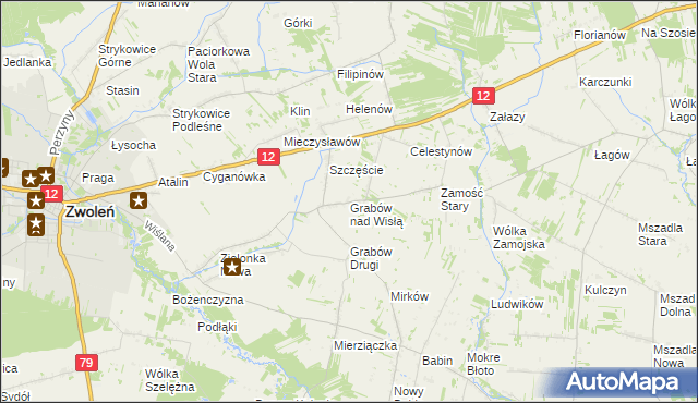 mapa Grabów nad Wisłą, Grabów nad Wisłą na mapie Targeo