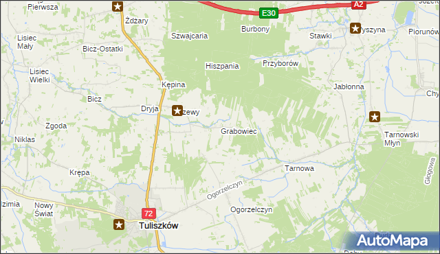 mapa Grabowiec gmina Tuliszków, Grabowiec gmina Tuliszków na mapie Targeo