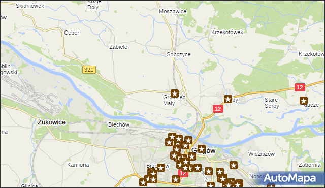 mapa Grodziec Mały, Grodziec Mały na mapie Targeo
