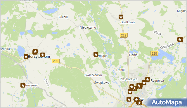 mapa Grzmiąca gmina Bytów, Grzmiąca gmina Bytów na mapie Targeo