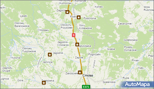 mapa Hadykówka, Hadykówka na mapie Targeo