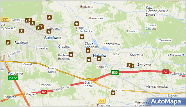 mapa Halinów powiat miński, Halinów powiat miński na mapie Targeo