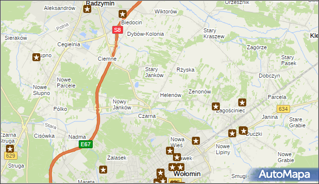 mapa Helenów gmina Wołomin, Helenów gmina Wołomin na mapie Targeo