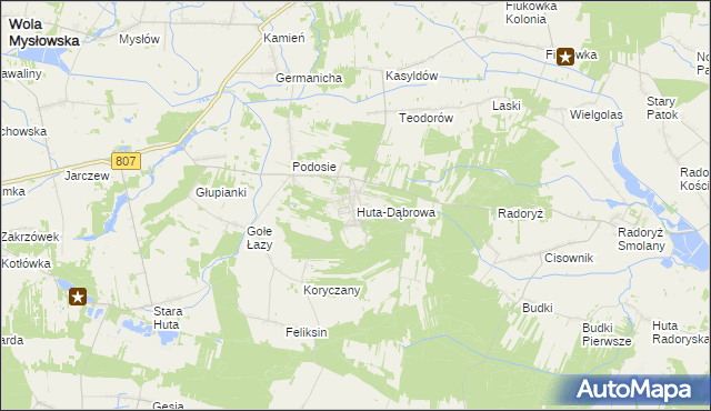 mapa Huta-Dąbrowa, Huta-Dąbrowa na mapie Targeo