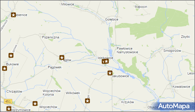 mapa Idzikowice gmina Wilków, Idzikowice gmina Wilków na mapie Targeo