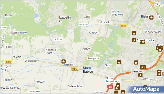 mapa Janów gmina Stare Babice, Janów gmina Stare Babice na mapie Targeo