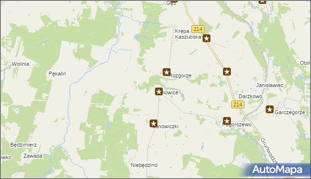 mapa Janowice gmina Nowa Wieś Lęborska, Janowice gmina Nowa Wieś Lęborska na mapie Targeo