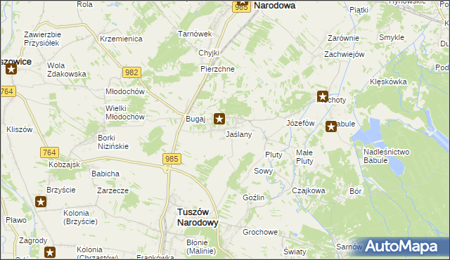 mapa Jaślany, Jaślany na mapie Targeo