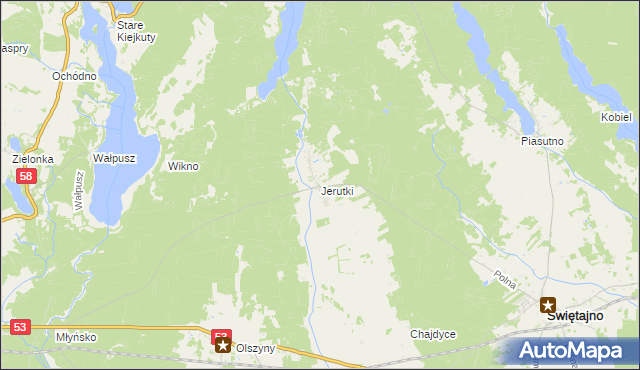 mapa Jerutki, Jerutki na mapie Targeo