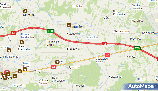mapa Józefin gmina Jakubów, Józefin gmina Jakubów na mapie Targeo