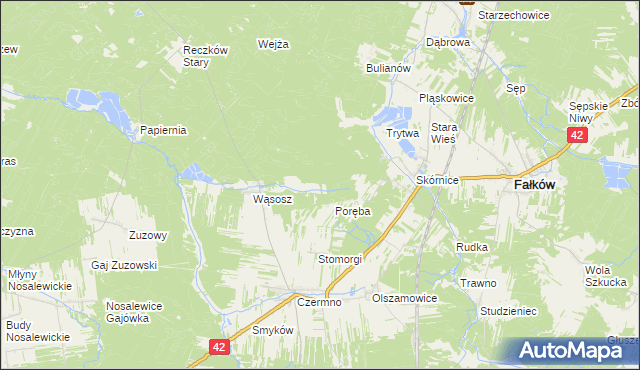 mapa Julianów gmina Fałków, Julianów gmina Fałków na mapie Targeo