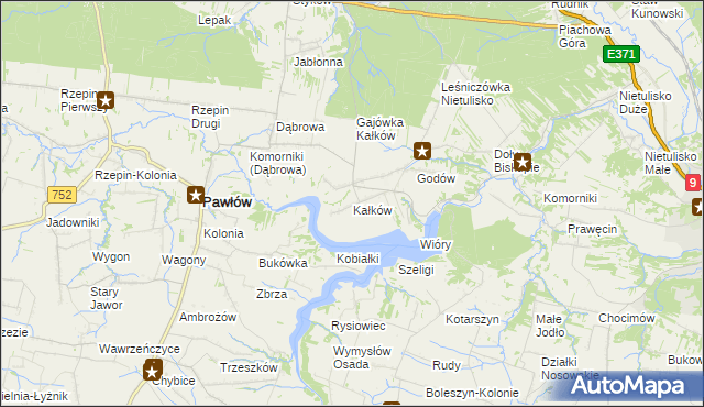 mapa Kałków gmina Pawłów, Kałków gmina Pawłów na mapie Targeo